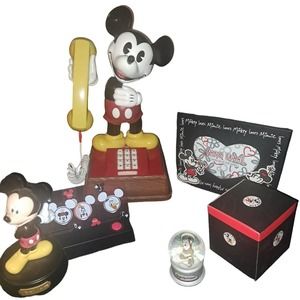 Fabulous and FUN Valentines Gift set! Vintage WORKING Mickey Mouse Phone PLUS